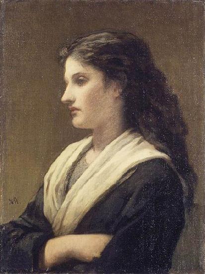 William Morris Hunt Study of a Female Head oil painting image
